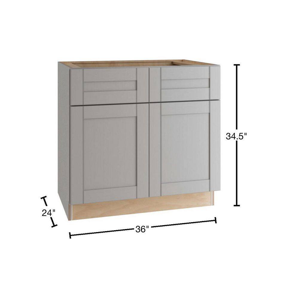 Home Decorators Collection Washington Veiled Gray Plywood Shaker Stock Assembled Base Kitchen Cabinet Sink Base 36 in. x 34.50 in. x 24 in. SB36-WVG