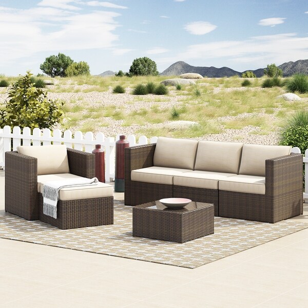 Corvus Trey Outdoor 6piece Aluminum Resin Wicker Sofa Set