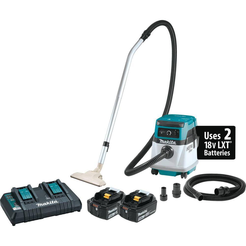 Makita 18V X2 LXT Lithium-Ion (36V) Cordless Corded 4 Gallon HEPA Filter Dry Dust ExtractorVacuum Kit (5.0Ah) XCV13PT