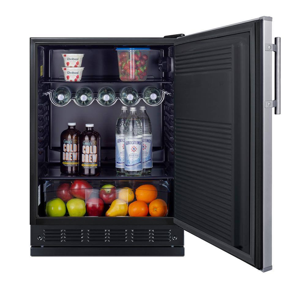 Summit Appliance 24 in. W 5.3 cu.ft. Mini Refrigerator without Freezer in Stainless Steel FF708BLSSRS