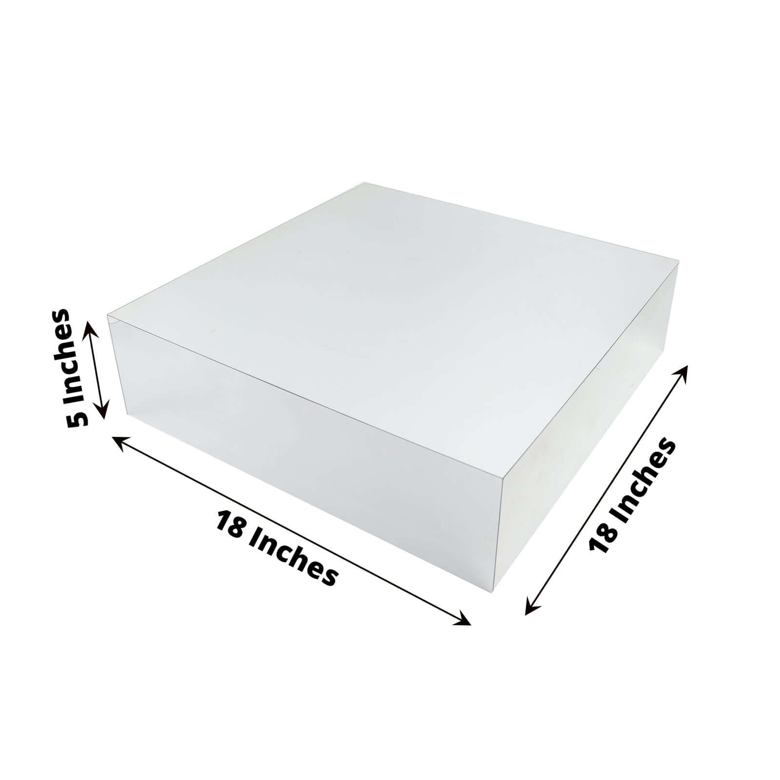 Silver Acrylic Cake Box Stand, Mirror Finish Display Box Pedestal Riser with Hollow Bottom 18