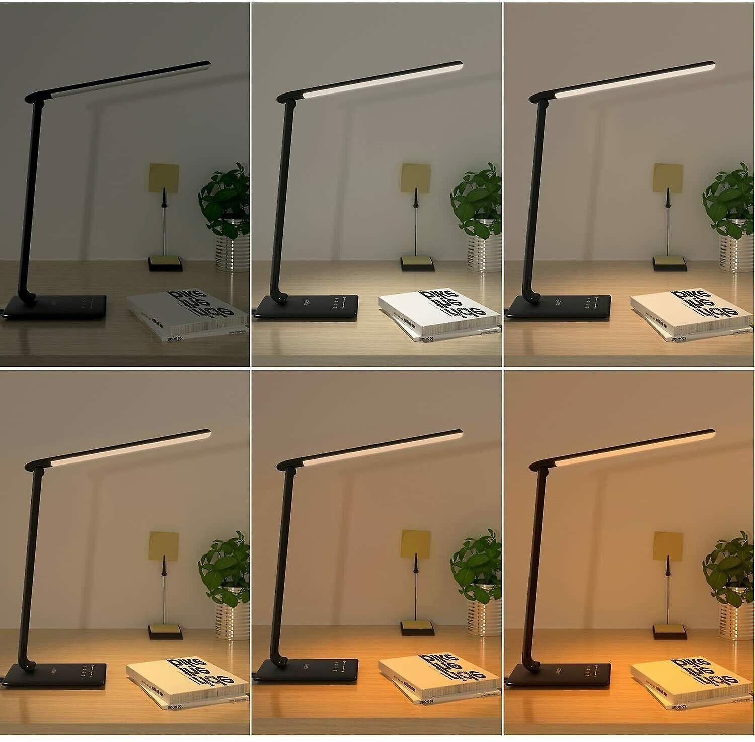 Aukey led desk lamp 5 colours temperatures 7 brightness levels usb charging port