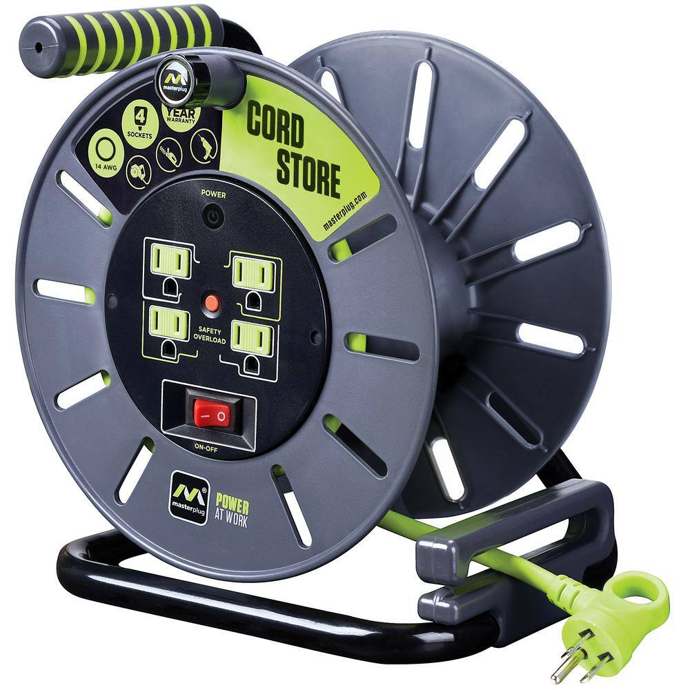 Masterplug 3 ft. 143 Extension Reel with 4-Outlets OMA031114G4SL-US