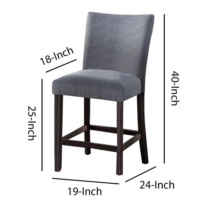 Fabric Counter Height Chairs with Curved Back， Set of 2， Blue and Brown