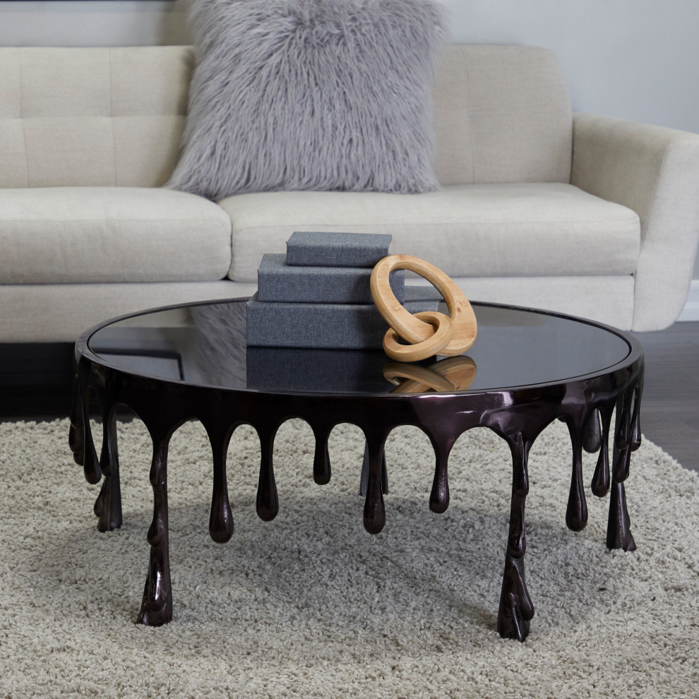 Gold Aluminum Contemporary Coffee Table 563106   Contemporary   Coffee Tables   by Brimfield  ampMay  Houzz