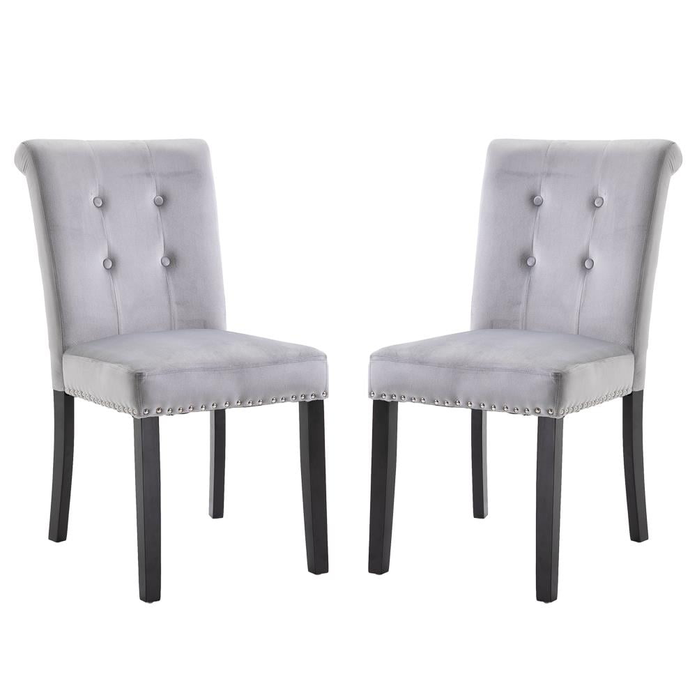 Zimtown Velvet Dining Chair - Set of 2， Dining Room Chair， Kitchen， Bedroom， Living Room Chairs Furniture， Gray