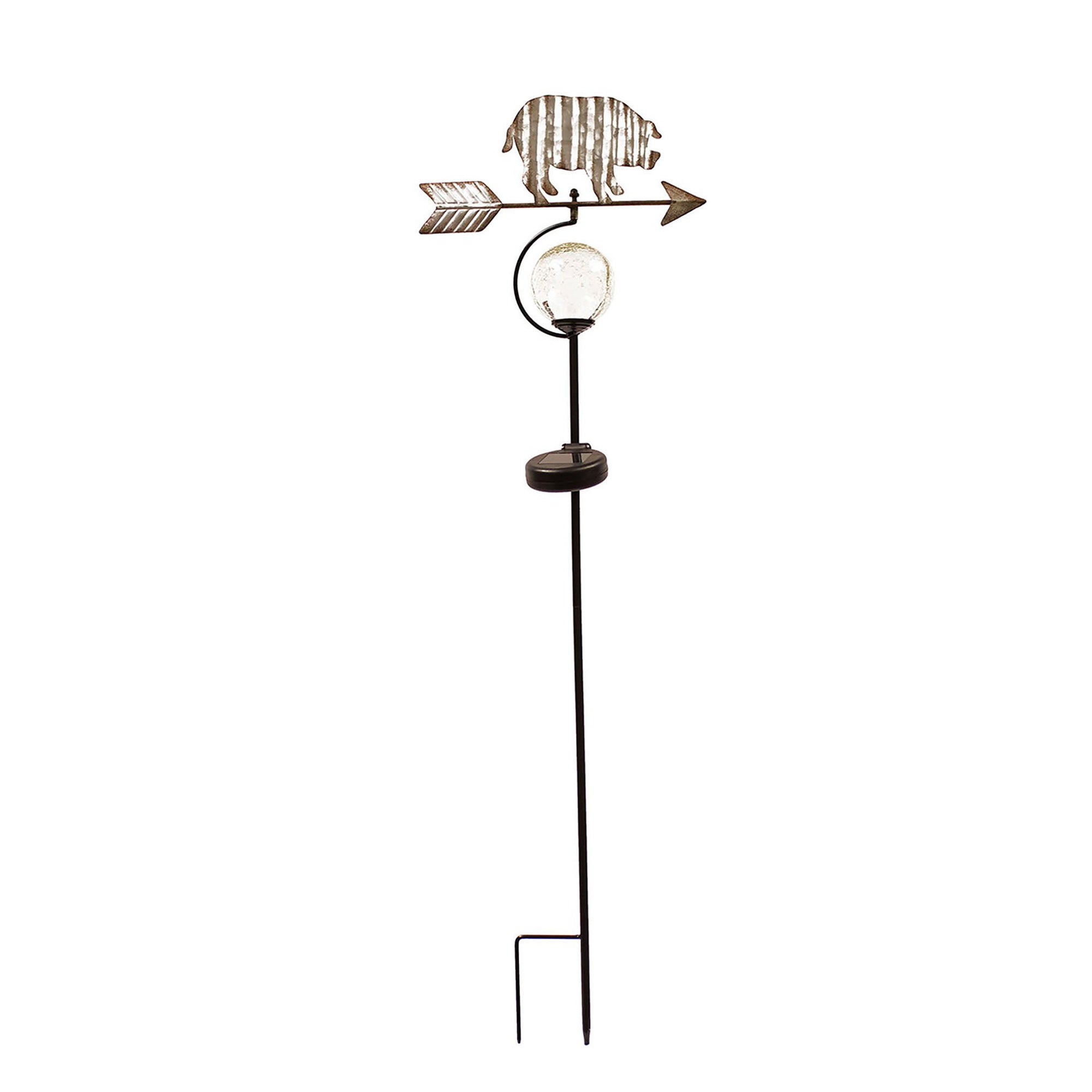 Pig Weathervane Solar Stake