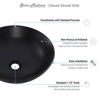 Swiss Madison Classe Vessel Sink in Matte Black SM-VS241