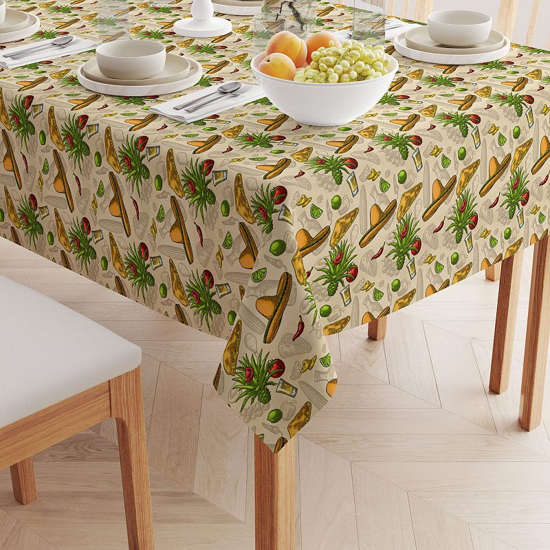 Square Tablecloth， 100% Cotton， 60x60， Fiesta Time