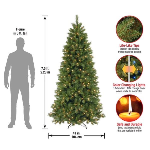 National Tree Company 7.5 ft. Lehigh Valley Pine Slim Hinged Tree with 450 LED Lights