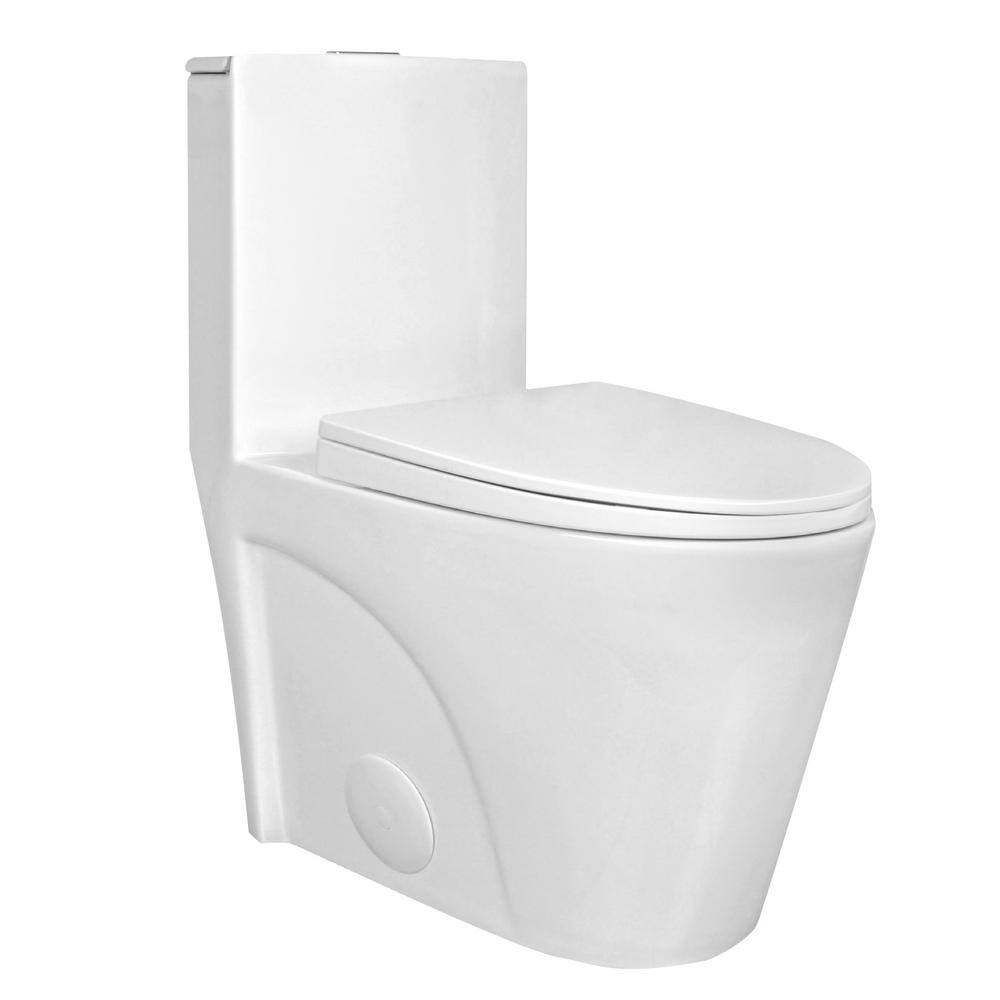 DEERVALLEY DeerValley Ace 1-piece 1.11.6 GPF Dual Flush Elongated Toilet in Glossy White Seat Included DV-1F52102