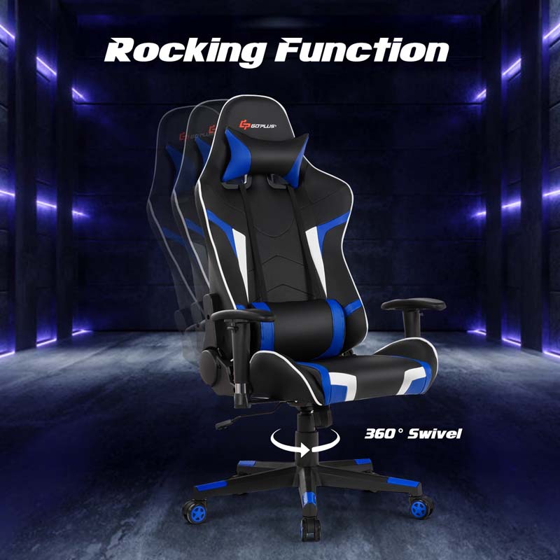 Ergonomic Swivel Massage Gaming Chair Recliner, E-Sport Gamer Racing Chair, Computer Office Chair with Headrest & Lumbar Support