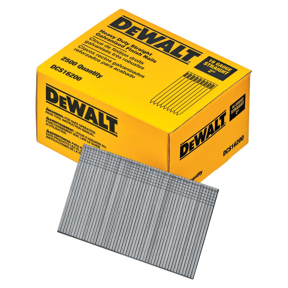 DW 16 Gauge Straight Finish Nails (2500) DCS16200 from DW