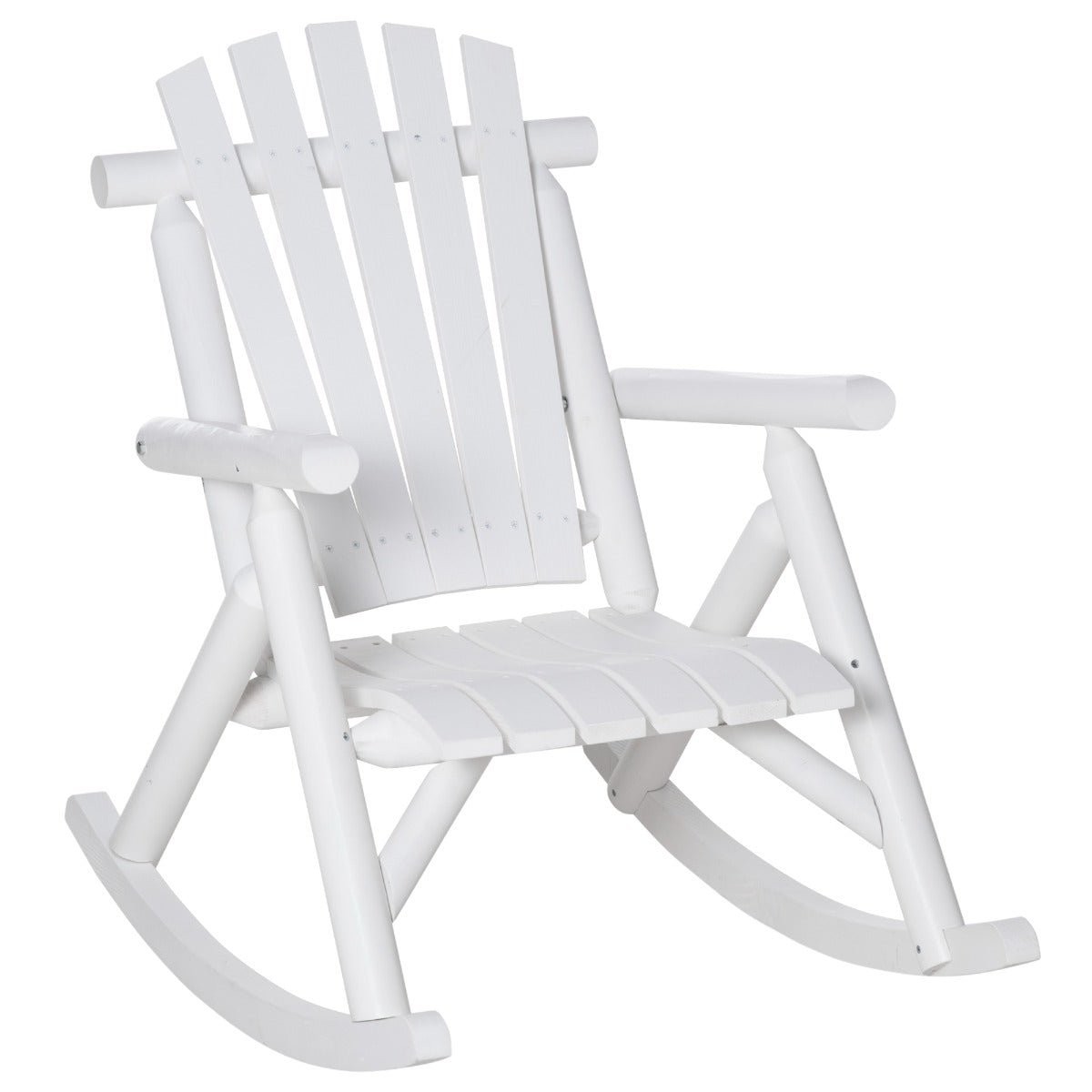 walmeck Wooden Rustic Rocking Chair Indoor Outdoor Adirondack Rocker for Patio, White