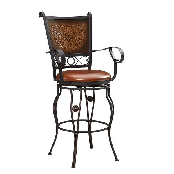 Aberdeen Stamped Back Big and Tall Barstool with Arms