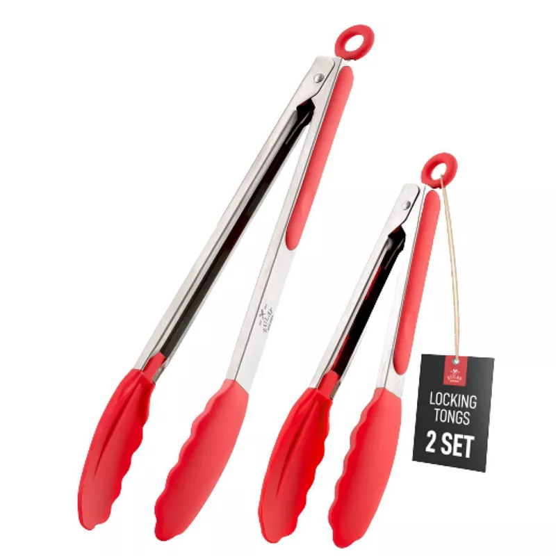 Tongs With Silicone Tips and Lock Mechanism