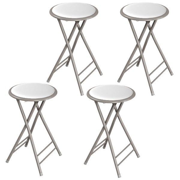 24-Inch Folding White Bar Stools， 4-Pack (White)