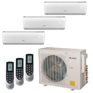 GREE Gen3 Smart Home Triple-Zone 34000 BTU 3 Ton Ductless Mini Split Air Conditioner with Heat Inverter Remote - 230-Volt MULTI36VIR307HP