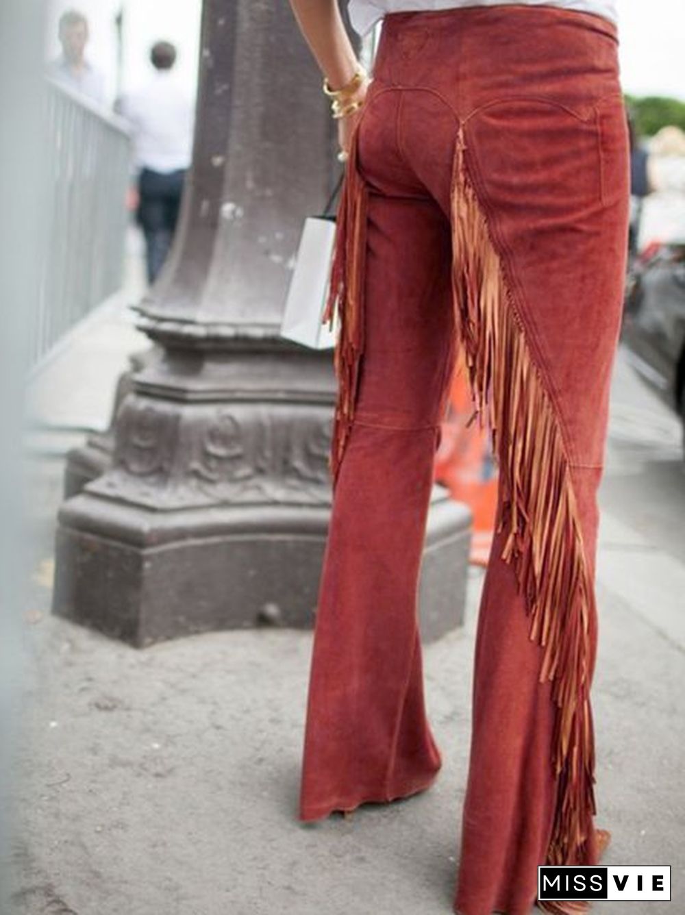 Fringed Casual Velvet Pants