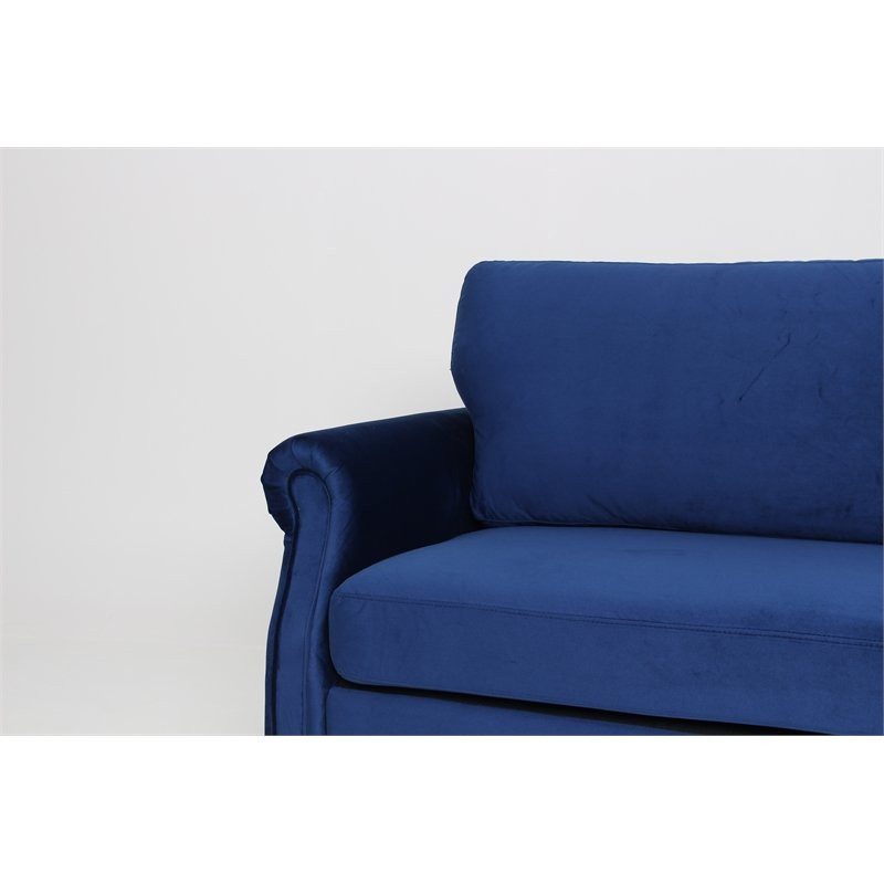 Home Square 2 Piece Velvet Living Room Sofa Set in Dark Blue   Midcentury   Loveseats   by Homesquare  Houzz