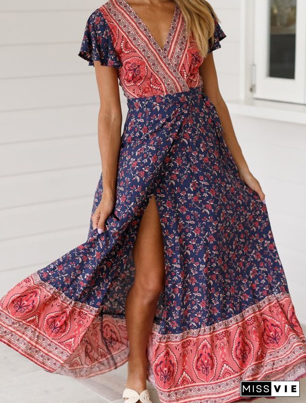 Leisure Holiday Printed Dress Sexy Dress Dress