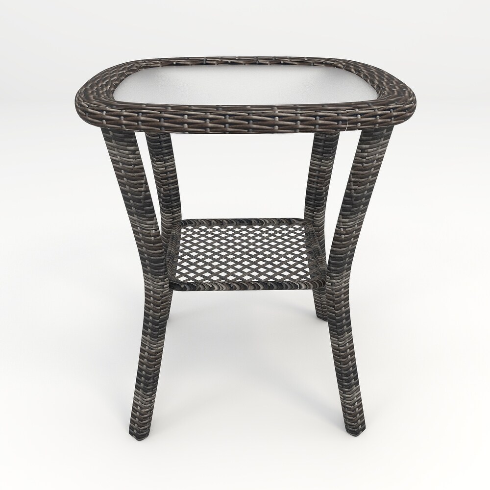 Corvus Salerno Outdoor 22 inch Wicker Glass Table