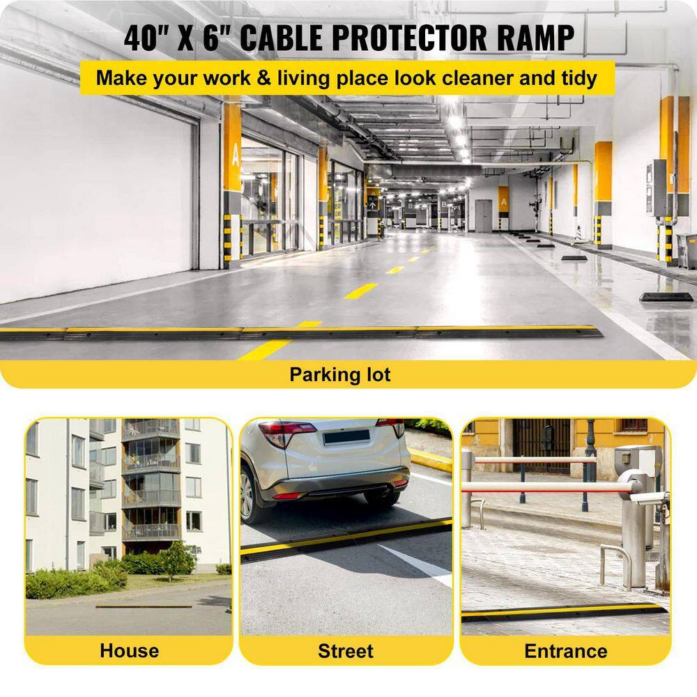 VEVOR Cable Protector Speed Ramp 1-Channel Speed Bump Hump 18000 lbs. Loading for Driveway Traffic Protect Wire (4-Pack) DCGXBDLSB4PCSNXB6V0