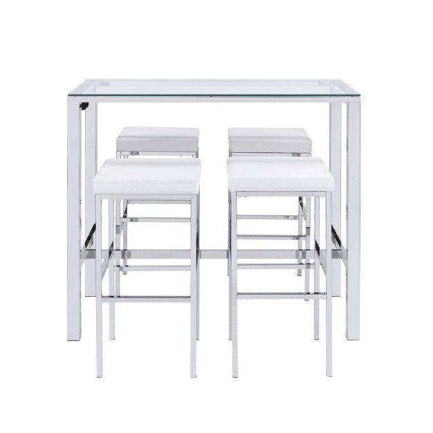 Gadgsetstore Multipurpose Bar Dining Table Set White chrome