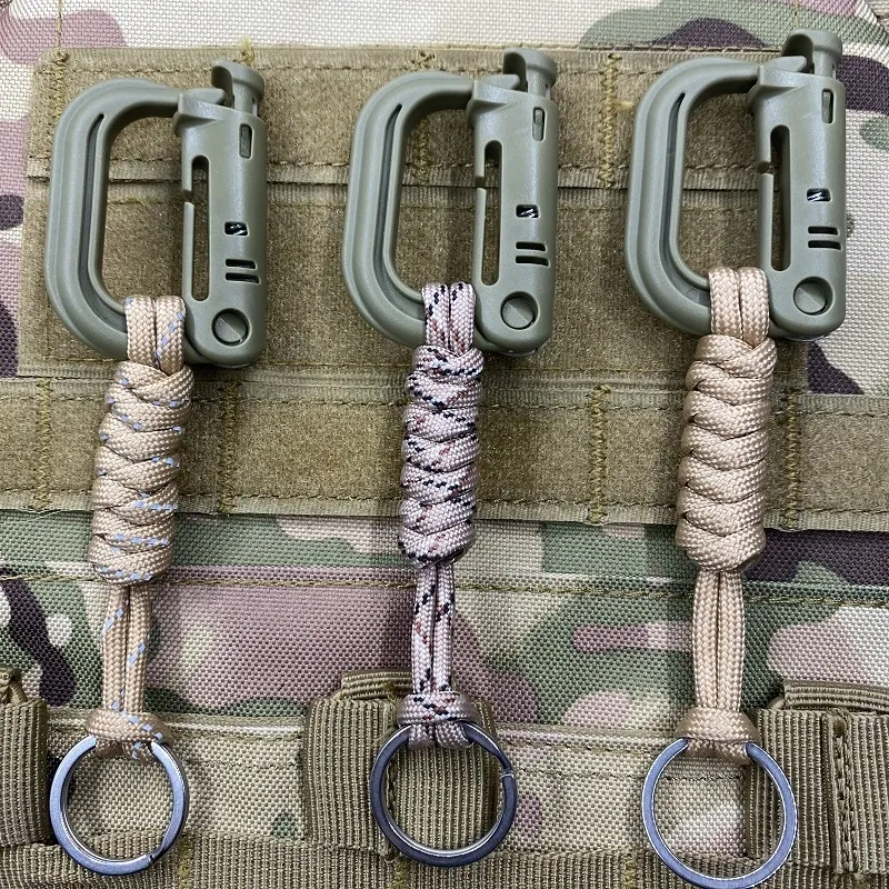 Custom Handmade EDC Tool Weave Outdoor Survival 550 Nylon Paracord Keyring Carabiner