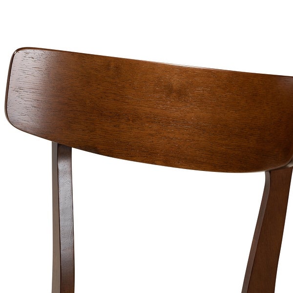 Mid-Century Modern Transitional Light Grey Fabric Upholstered and Walnut Brown Finished Wood 4-Piece Dining Chair Set