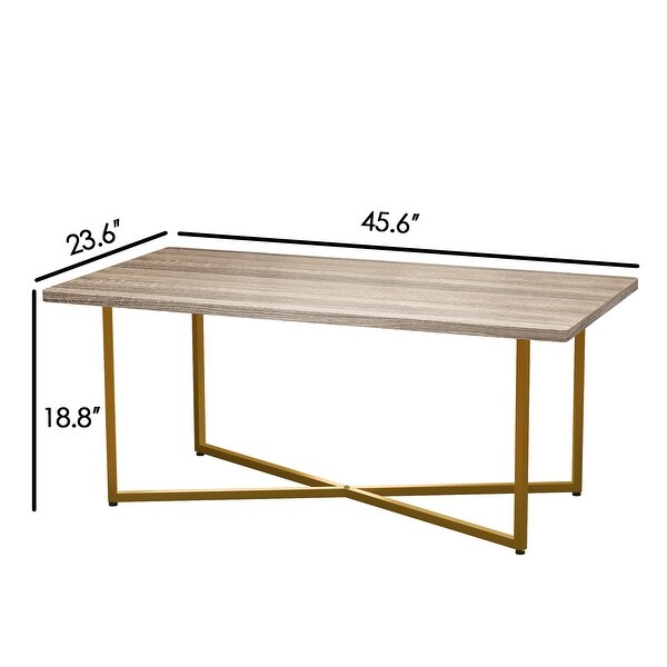 Corvus Belmont Rectangle Modern Wood Coffee Table with Cross Legs