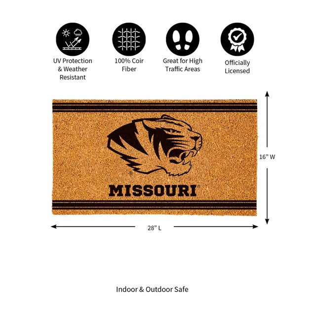 Evergreen University Of Missouri Logo Turf Mat Brown 28 X 16 Inches Indoor Outdoor Doormat