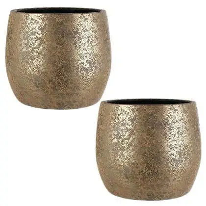 Set of Two Decorative Metal Planters for Garden Home Decorative Plant Flower Pot Luxury Floor Planter Made by India