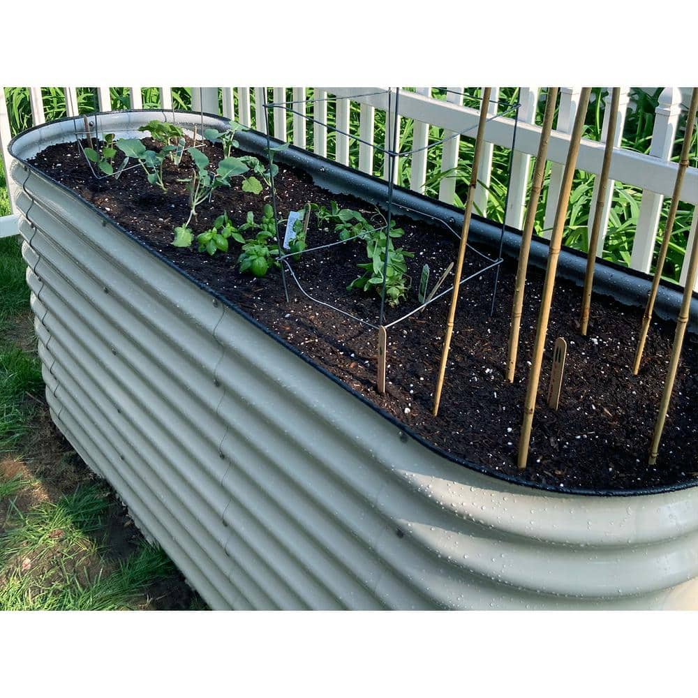 vego garden 32 in. Extra-Tall 6-In-1 Modular Pearl White Metal Raised Garden Bed Kit VB6N132W