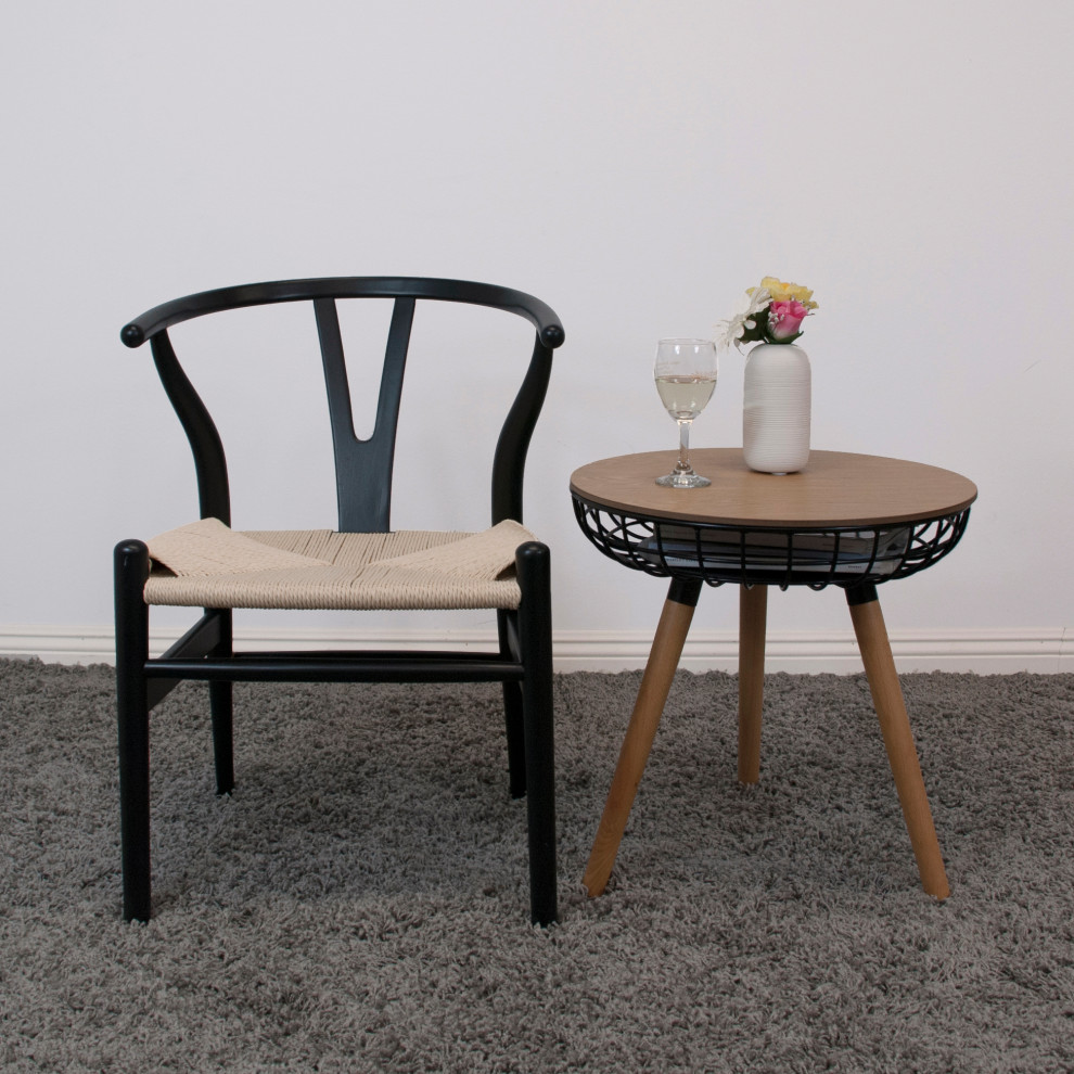 Airy Modern Metal Wire Side Table With Wood Top and Legs   Midcentury   Side Tables And End Tables   by Mod Made  Houzz