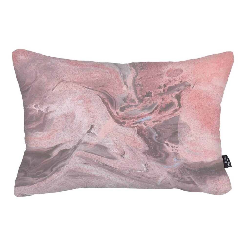 Porch   Den Comet Pink/ Grey Marble printed Throw Pillow Cover