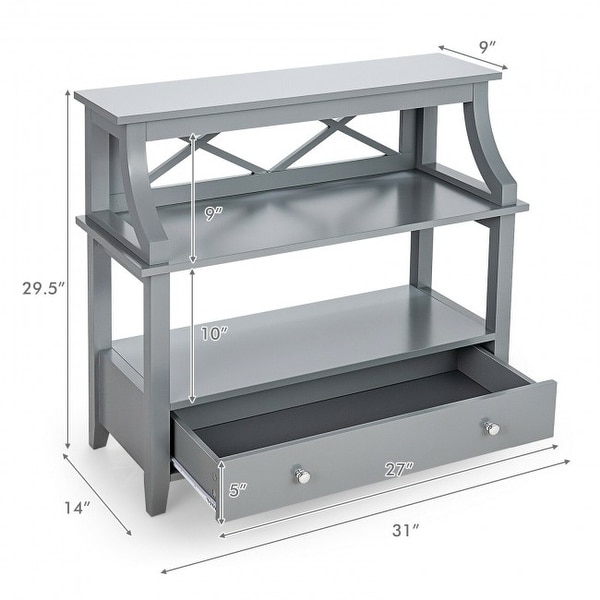 3-Tier Storage Rack End table Side Table with Slide Drawer - 31