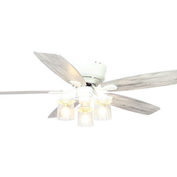 52-inch Beach Wood 5-Blade Flush Mount Ceiling Fan with Remote Shopping - The Best Deals on Ceiling Fans | 37966069