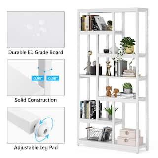 Tribesigns Earlimart 78.7 in. White Wood 7-Shelf Etagere Bookcase with Open Back ZHD-U0021