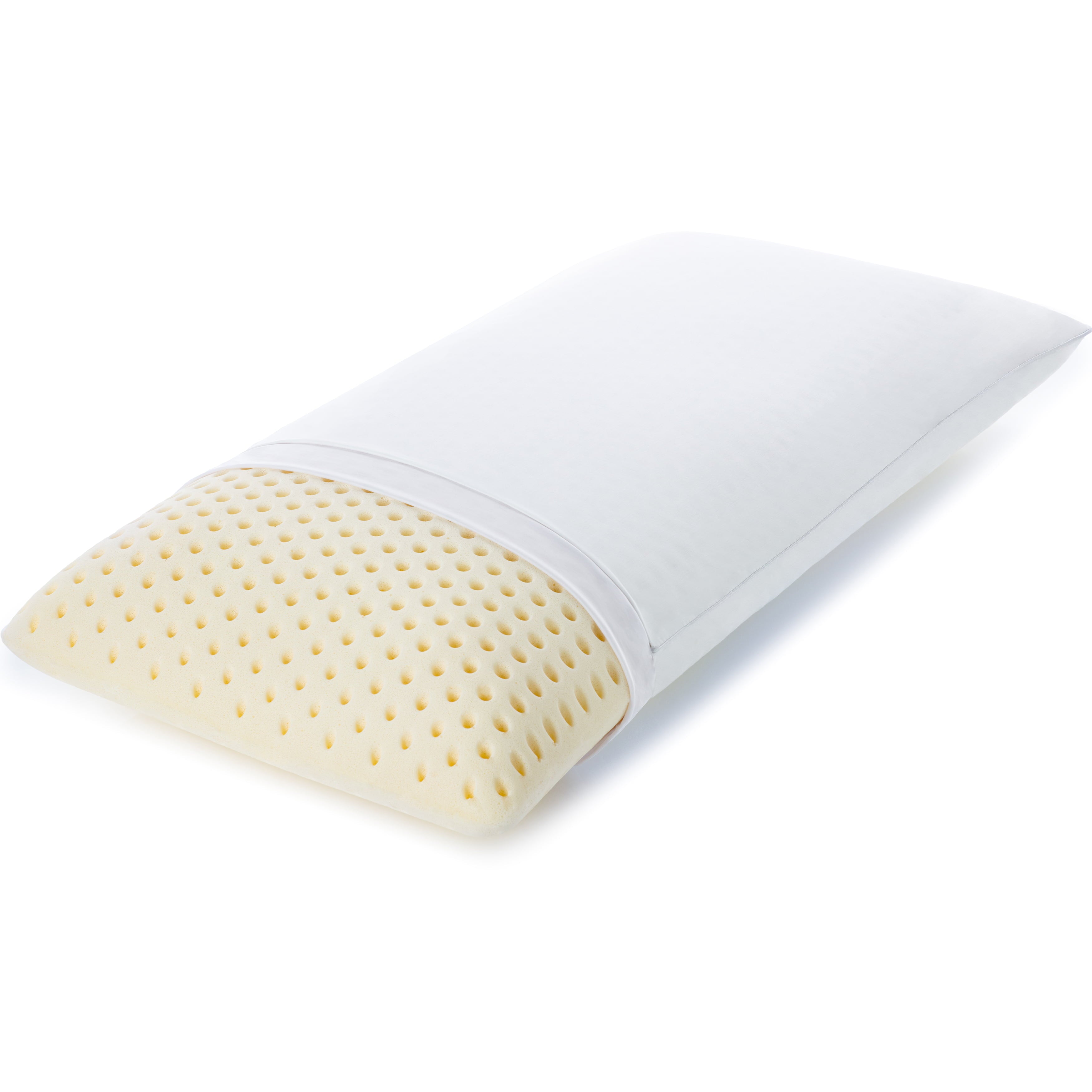 Latex Bed Pillow - Talalay Low Profile - Durable, Contouring, Soft 100% Natural Latex with Soothing Properties. Relieve Pressure - Aches & Pains Melt Away, Linner and Cover, King