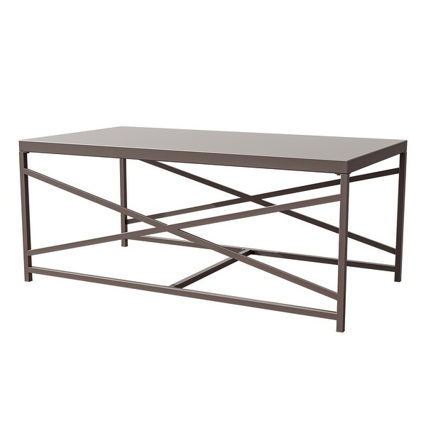 Cozywor Outdoor Patio Coffee Table，Outdoor Rectangular Metal Table for Deck，Porch，or Poolside，AllWeatherResistance