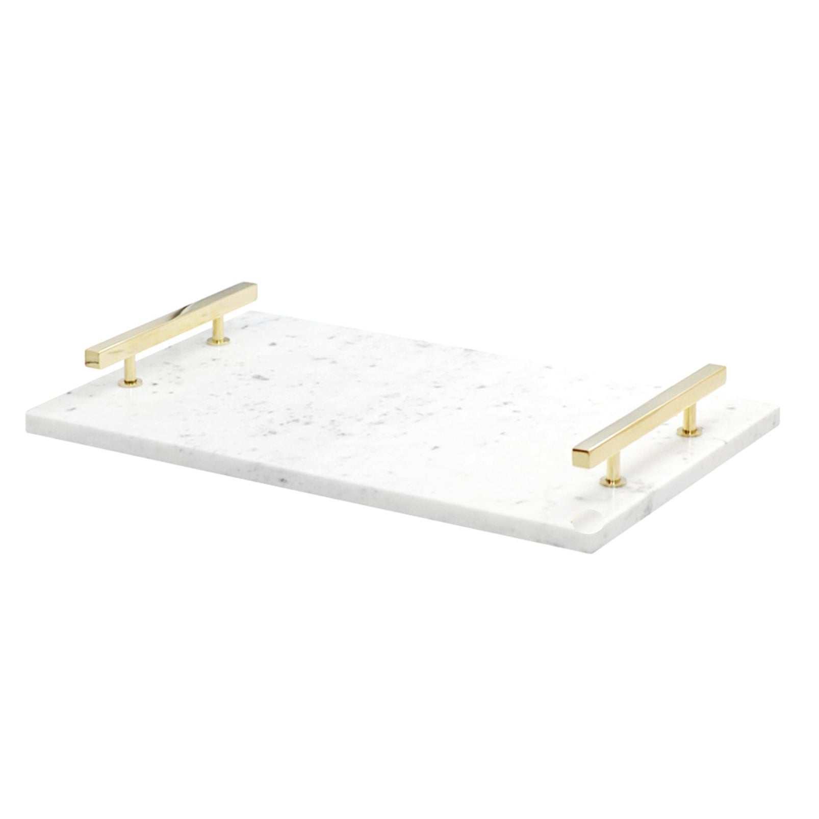 White Marble Tray With Brass Handles