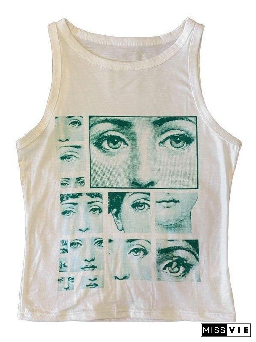 Staring Eye Graphic Crop Tank Top