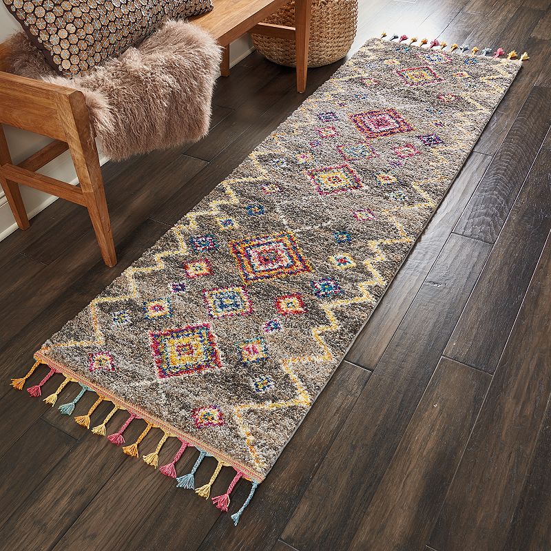 Nourison Moroccan Geometric Tassel Rug