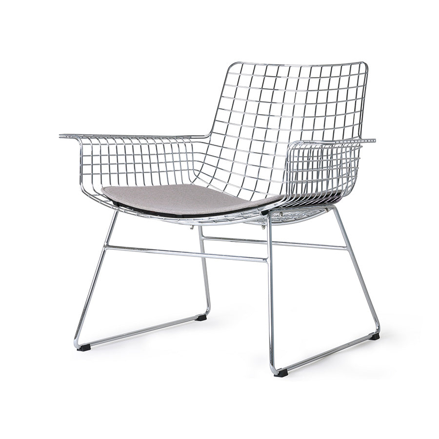 Metal wire lounge chair - chrome