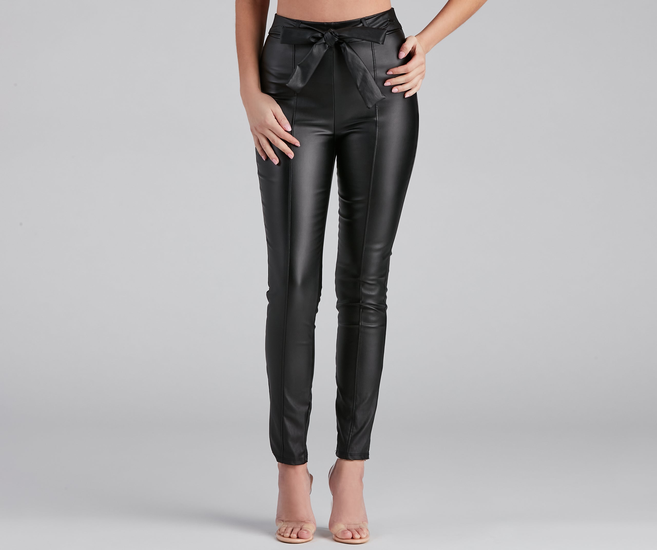 High Waist Faux Leather Skinny Pants