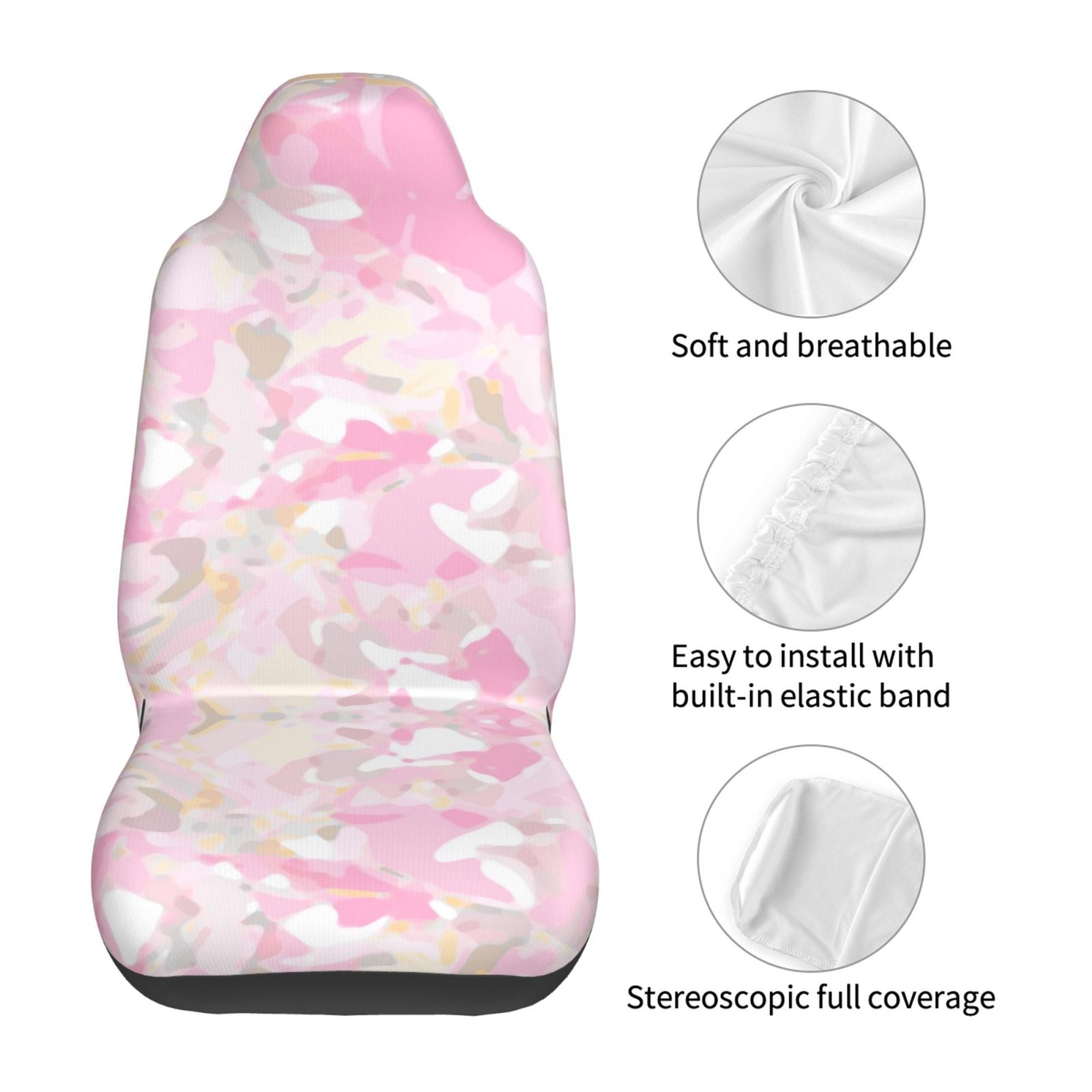 TEQUAN Front Seat Covers， Romantic Gorgeous Camouflage Pattern 2 Piece Car Seat Cover Fit Most Car SUV Truck Van