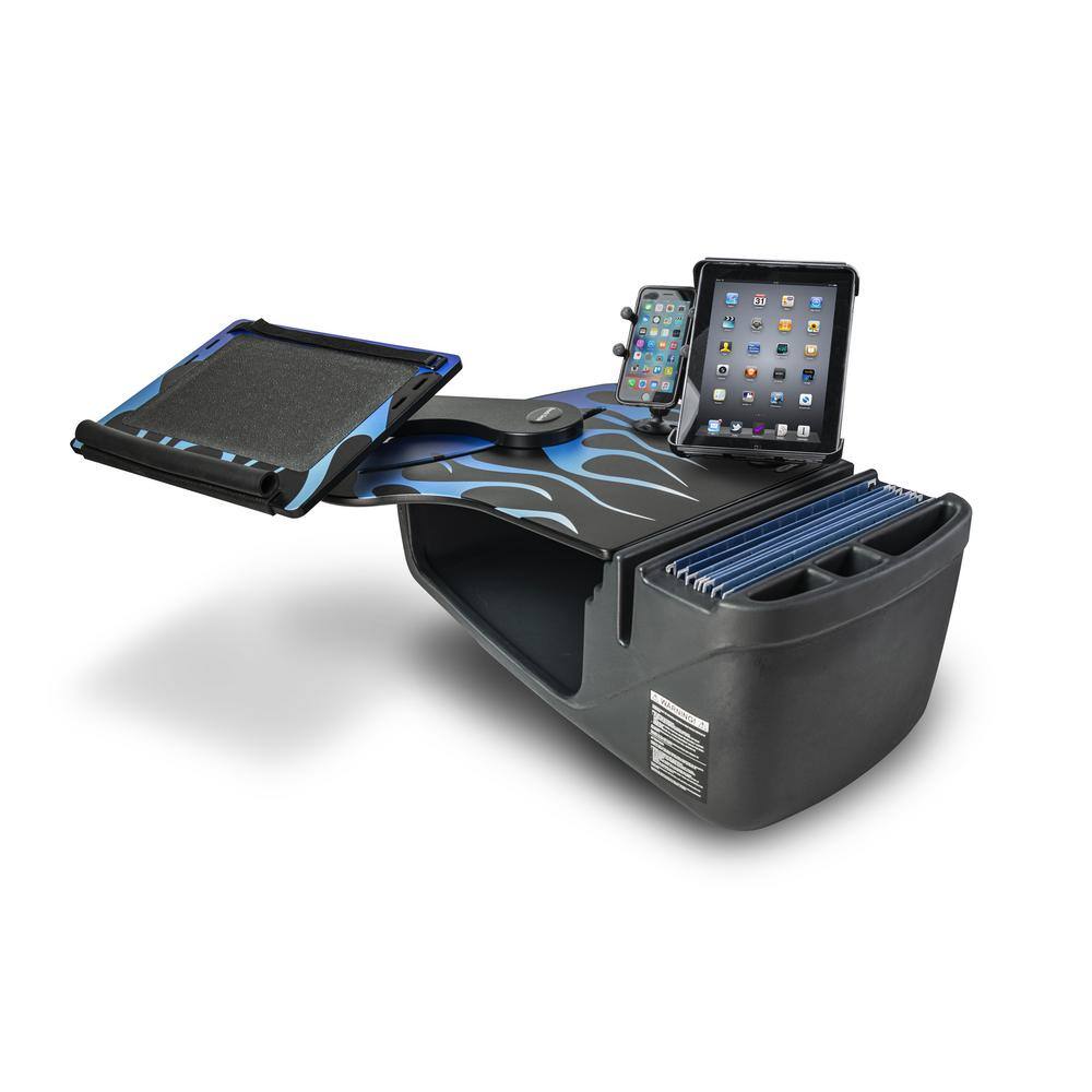 AutoExec Reach Desk Front Seat Blue Flames with X-Grip Phone Mount and Tablet Mount ReachDesk-03 FS Tablet BSF