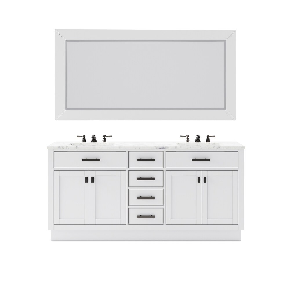Hartford Marble Top Bath Vanity in White with Mirror