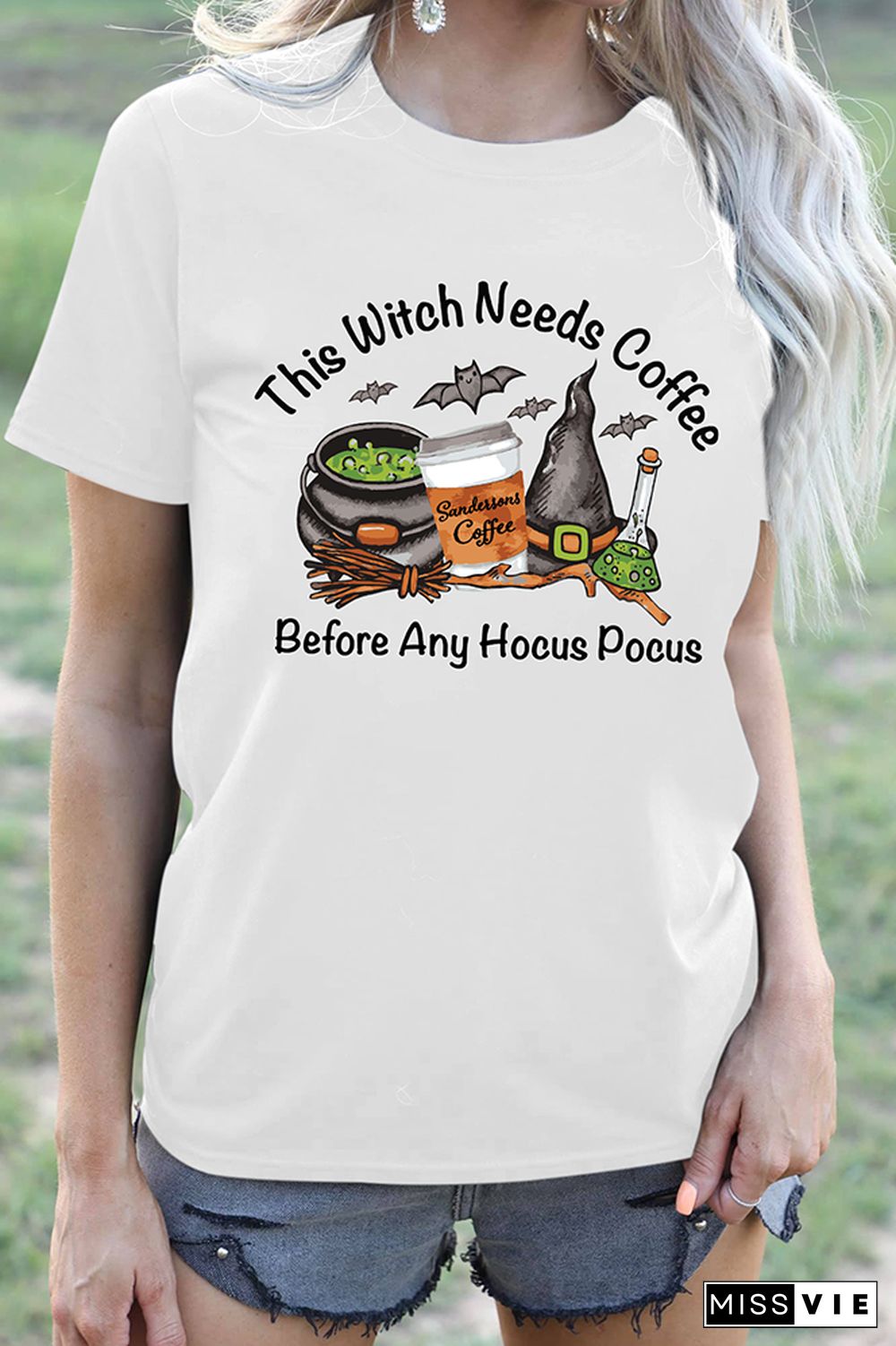 Sanderson Hocus Pocus Printed Graphic Tees for Women Wholesale Short Sleeve T shirts Top